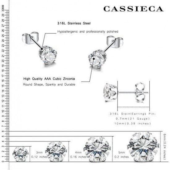 24 Pairs Stainless Womens CZ Stud Earrings Set Brilliant Cut Round Cubic Zirconia Birthstone Faux Pearl Ball Stud Piercings 5MM 24 Pairs Stainless Womens CZ Stud Earrings Set Brilliant Cut Round Cubic Zirconia Birthstone Faux Pearl Ball Stud Piercings 5MM